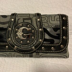 Black and Gray Wallet with Studded Detail